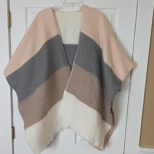 Striped Women's Sweater Poncho One Size Fits Most